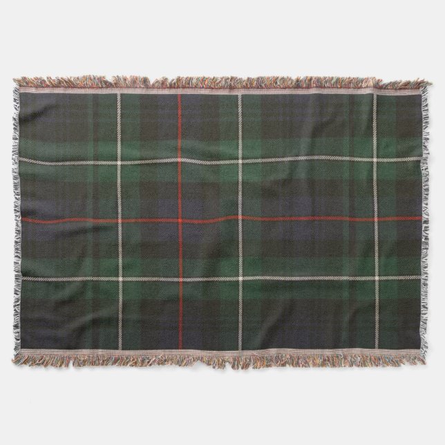 Rustic Green Plaid Pattern Throw Blanket (Front)