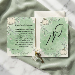 Rustic Green Pumpkin Wedding thank you Invitation