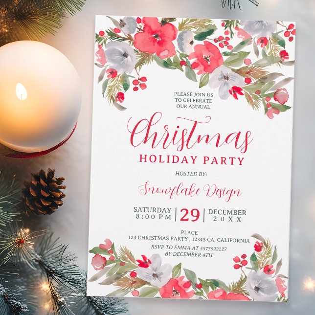 Rustic green red business corporate Christmas Invitation (Rustic green red business corporate Christmas Invitation)