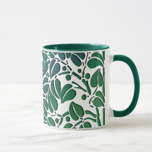 Rustic Green Scrolling Leaves Coffee Mug