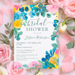 Rustic green summer floral photo bridal shower invitation
