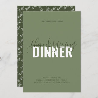 Rustic Green Thanksgiving Dinner Party Invitation