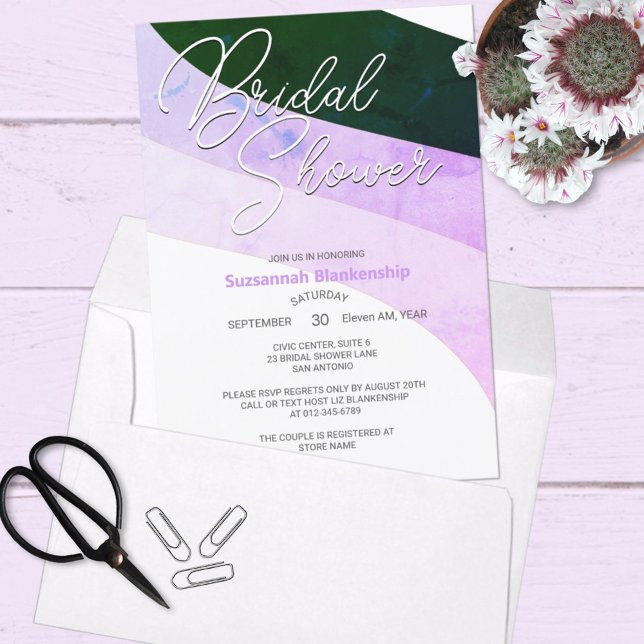 Rustic Green Violet Horizontal Streams Invitation (Creator Uploaded)