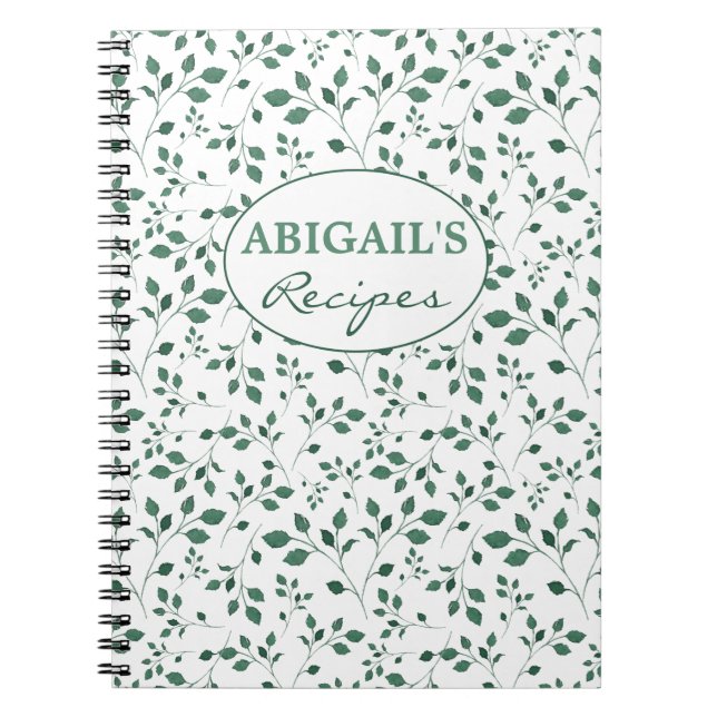 Rustic Green Watercolor Foliage Pattern Notebook (Front)