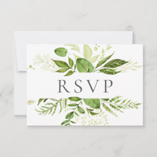 Rustic Green Wedding RSVP Cards with Meal Choice