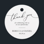 Rustic Green & White Simple Thank You Favour Tags<br><div class="desc">Designed to coordinate with our Romantic Script wedding collection,  this customisable tag,  features a calligraphy graphic thank you,  paired with a classy serif font in black. Matching items available.</div>