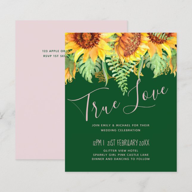 Rustic Green with Sunflowers Wedding Budget (Front/Back)