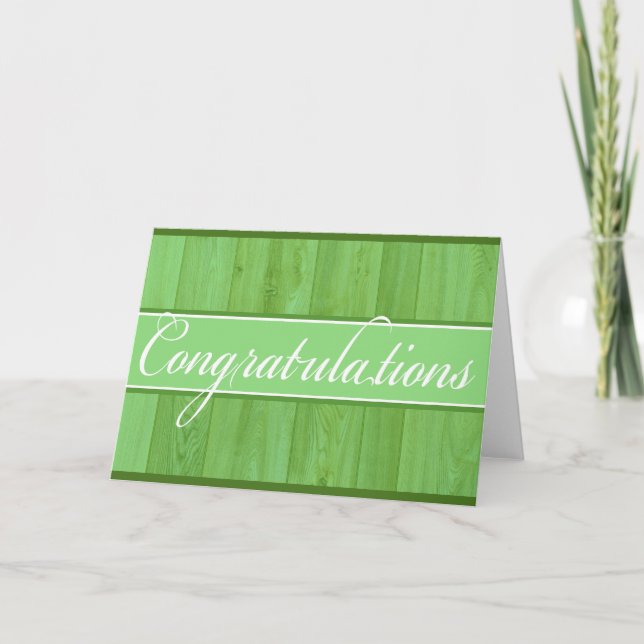 Rustic green wood Congratulations greeting card (Front)