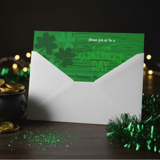 Rustic Green Wood St. Patrick’s Day Party  Invitation (Creator Uploaded)