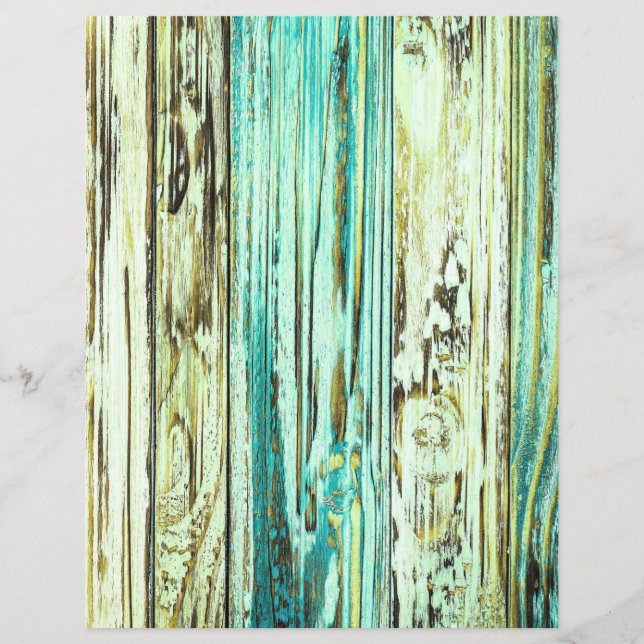 Rustic green wood texture scrapbook paper (Front)