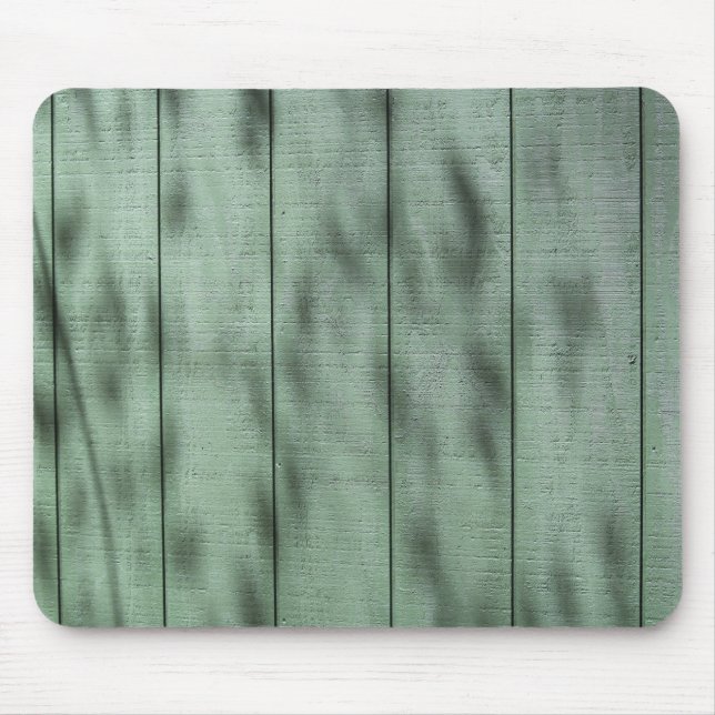 Rustic Green Wood Wall with Dappled Shadows/Light Mouse Mat (Front)