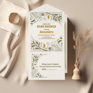 Rustic Green Woodland Fern Baby Shower All In One Invitation