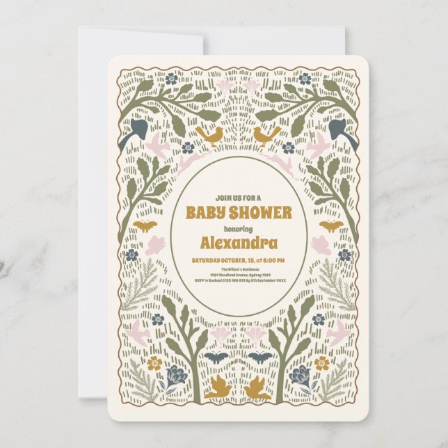 Rustic Green Woodland Fern Baby Shower Invitation (Front)