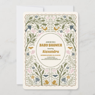 Rustic Green Woodland Fern Baby Shower Invitation