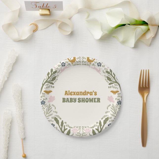 Rustic Green Woodland Fern Baby Shower Paper Plate (Wedding)