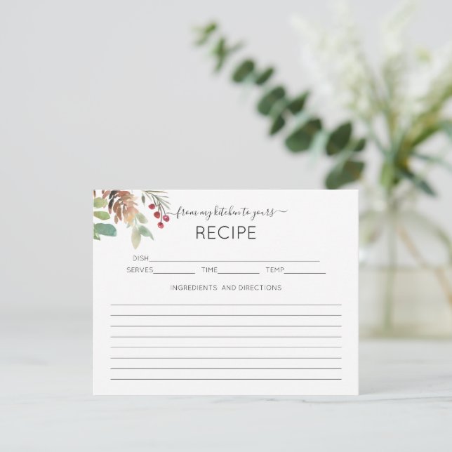 Rustic Greene Bridal Shower Recipe Card (Standing Front)
