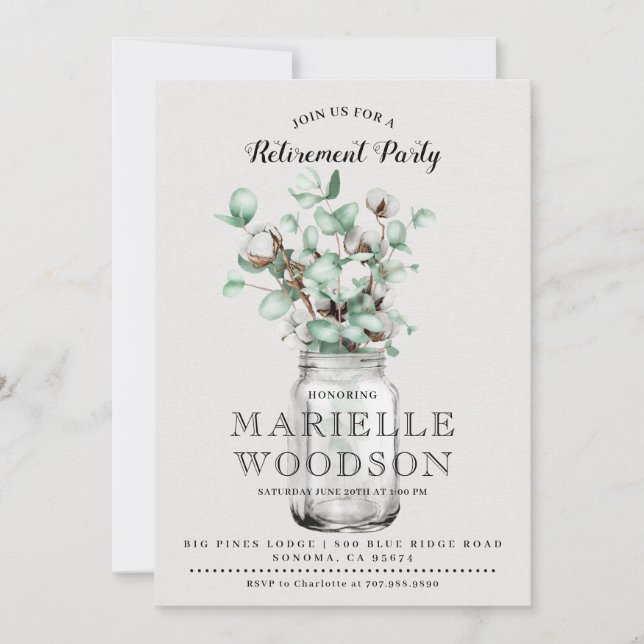 Rustic Greene Retirement Party Invitation (Front)