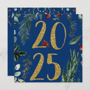 Rustic Greenery 2025 Blue New Years Holiday