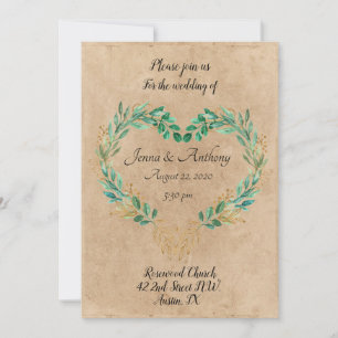 Rustic Greenery Antique Heart Beautiful Wedding Invitation