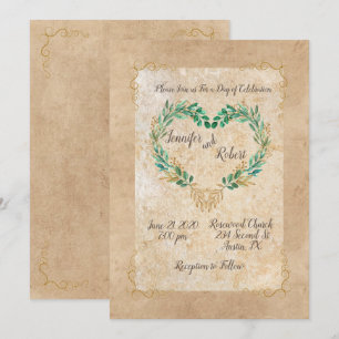 Rustic Greenery Antique Heart Beautiful Wedding Invitation