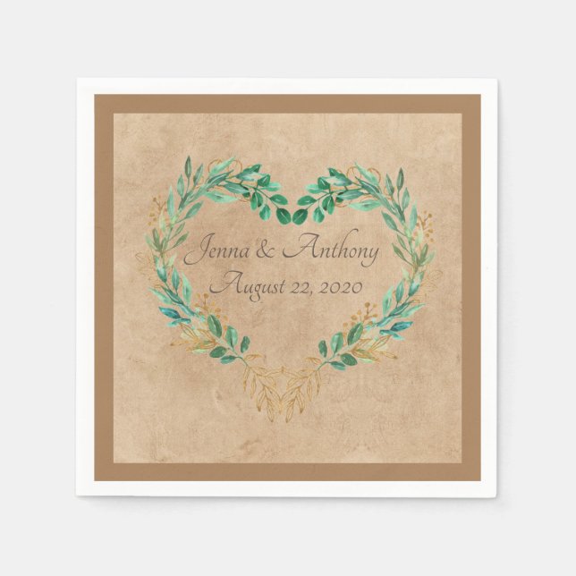 Rustic Greenery Antique Heart Beautiful Wedding Napkin (Front)