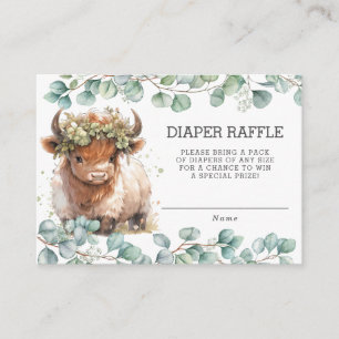 Rustic Greenery Baby Highland Cow Diaper Raffle Enclosure Card