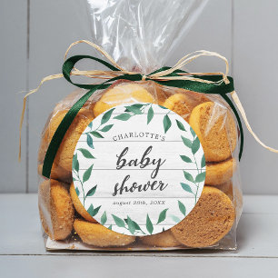 Rustic Greenery Baby Shower Classic Round Sticker