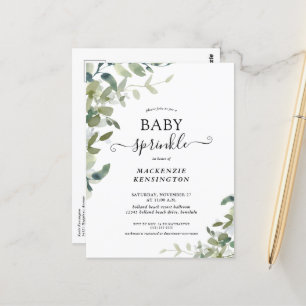 Rustic Greenery Baby Sprinkle Invitation Postcard