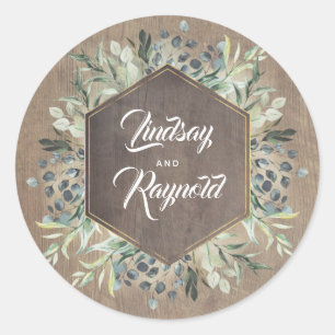 Rustic Greenery Barn Wedding Classic Round Sticker