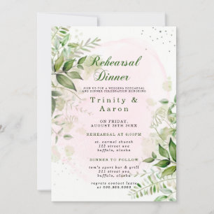 Rustic Greenery Blush Pink Airy Rehearsal Dinner Invitation