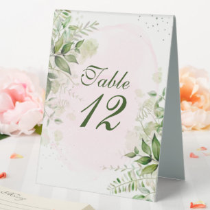 Rustic Greenery Blush Pink Wedding Table Numbers