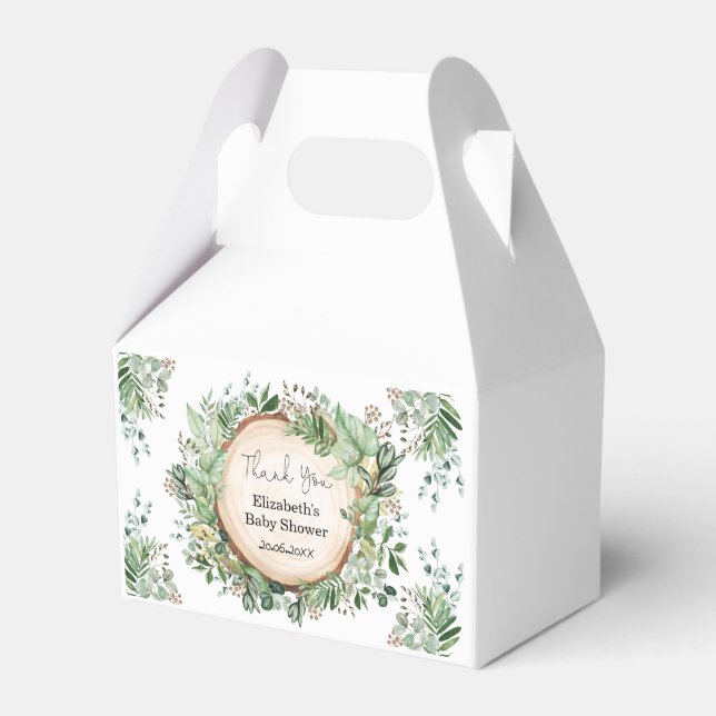 Rustic Greenery Botanical Baby Shower 1st Birthday Favour Box (Front Side)