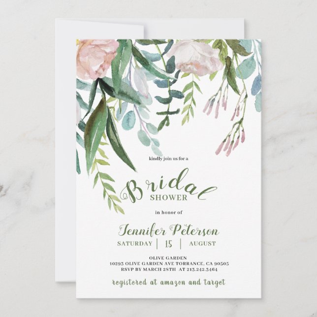 Rustic Greenery Bridal Shower Invitation (Front)