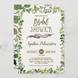 Rustic Greenery Bridal Shower Invitation Botanical
