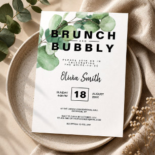 Rustic Greenery Brunch and Bubbly Bridal Shower Invitation