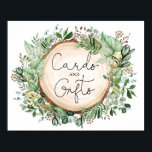 Rustic Greenery Cards Gifts Wedding Bridal Shower Poster<br><div class="desc">Rustic botanical-themed "Cards & Gifts" sign featuring beautiful,  lush watercolor greenery and modern lettering.</div>