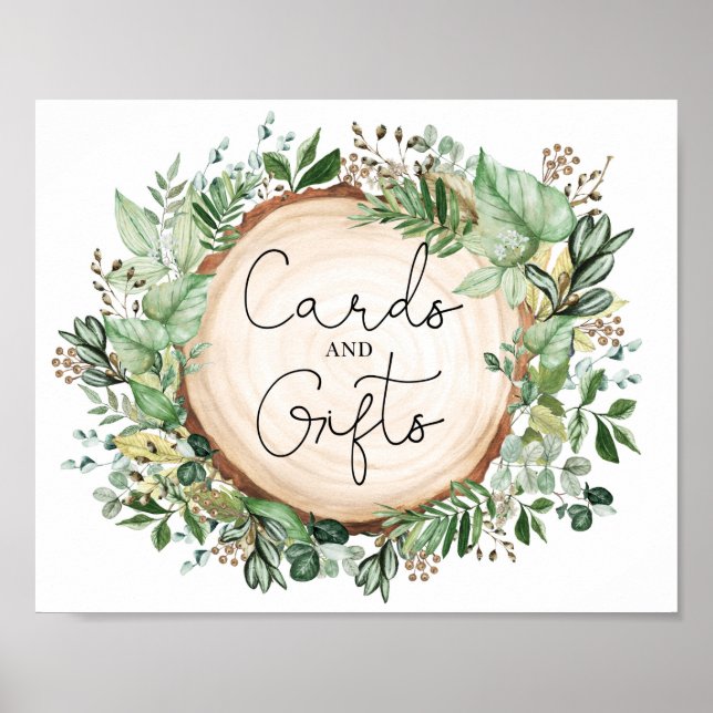 Rustic Greenery Cards Gifts Wedding Bridal Shower Poster (Front)