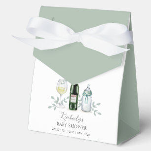 Rustic Greenery Champagne Sip & See Baby Shower Favour Box