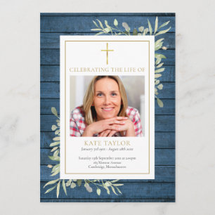 Rustic Greenery Christian Funeral Order Of Service Programme