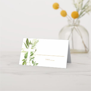 Rustic Greenery Cross Boy Baptism Folded Tent Place Card
