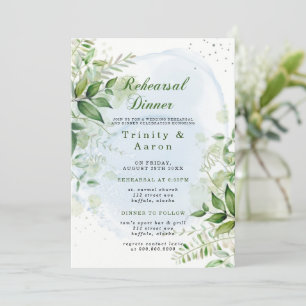 Rustic Greenery Dusty Blue Airy Rehearsal Dinner I Invitation