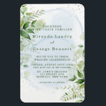 Rustic Greenery Dusty Blue Airy Wedding Invite Mag Magnet<br><div class="desc">This design features leaves in hunter emerald green watercolor colours,  dusty blue beautiful ink alcohol painted background. Great for your greenery wedding celebrations!</div>