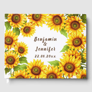 Rustic Greenery elegant modern sunflower wedding  Guest Book