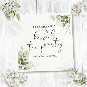 Rustic Greenery Elegant Script Bridal Tea Party Napkin