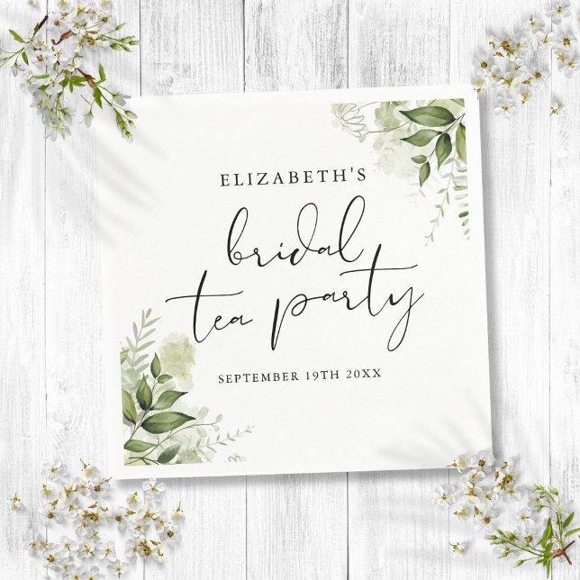 Rustic Greenery Elegant Script Bridal Tea Party Napkin (Rustic Greenery Elegant Script Bridal Tea Party Napkins)