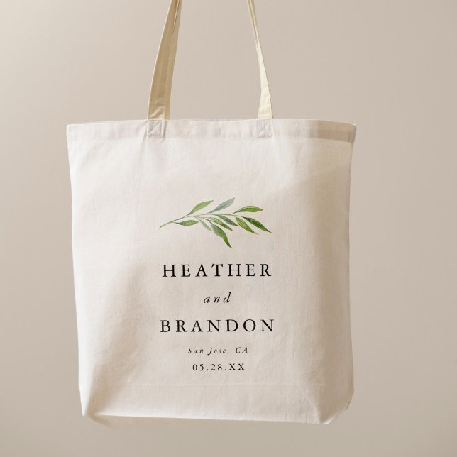 Rustic Greenery Elegant Wedding Guest Favour Tote  Bag (Creator Uploaded)
