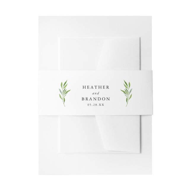 Rustic Greenery Elegant Wedding Invitation Invitation Belly Band (Front Example)