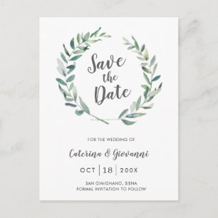 Rustic Greenery Elegant Wedding Save the Date Announcement Postcard