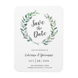 Rustic Greenery Elegant Wedding Save the Date Magnet