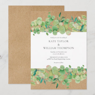 Rustic Greenery Eucalyptus Garland Wedding Invitation